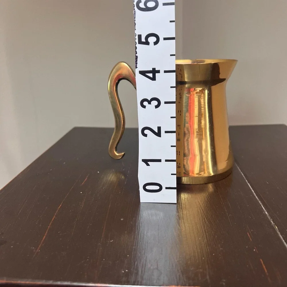 Vintage Brass Tankard Mug Polished Brass Stein Sculptural Handle Mid Century Bar